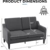 VINGLI Loveseat 53" Small Couch Loveseat Sofas for Living Room Mid Century Modern Sofa Couch Dark Gery Love Seat Couches with Scooped Arms for Small Spaces, Bedroom, Apartment, Studio