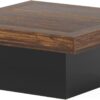 Tribesigns Coffee Table Square LED Coffee Table Engineered Wood Low Coffee Table for Living Room Rustic Brown & Black