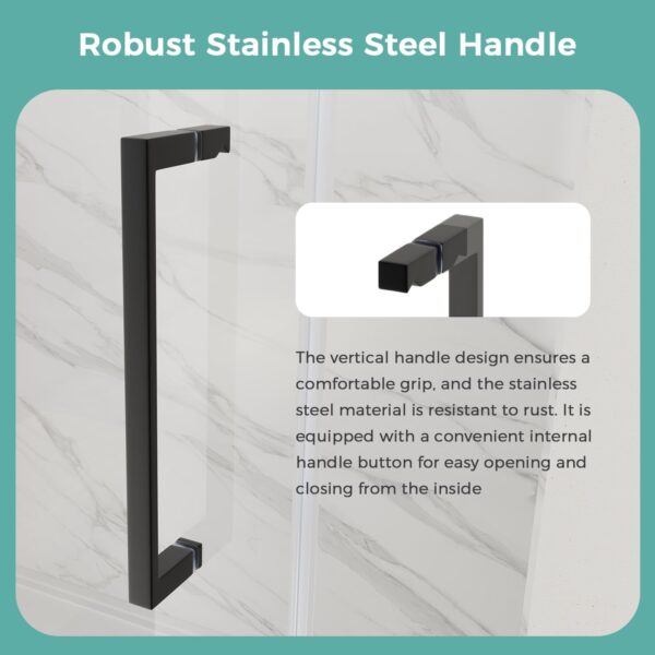 Glass Shower Door 56-60" W x 72" H, Frameless Sliding Shower Door 5/16"(8mm) Thick SGCC Tempered Glass Easy Clean, Shower Sliding Door with Stainless Steel Handle and Hardware in Matte Black