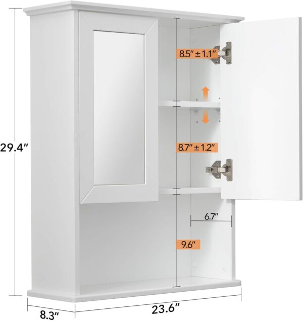 23" Bathroom Mirror Cabinet with Storage - Over Toilet Medicine Cabinet with Adjustable Shelves, Soft-Close Hinges & Towel Slot, Wall Mounted Bathroom Wall Cabinet for Small Spaces (23x29)