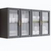 FIMELLO 24’’ Bathroom Wall Cabinet Set of 2 with LED, Laundry Room Cabinets Storage, Kitchen Cabinets with Adjustable Shelf Acrylic Glass Doors, Medicine Cabinets for Bathroom, Black Bathroom Cabinet