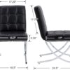 EALSON Modern Tufted Dining Chairs with Bench Set of 5 Leather Upholstered Dining Room Chairs with Chrome Metal Legs Mid Century Kitchen Chairs Armless Side Chair for Dining/Living Room, Black