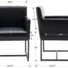 Upholstered Dining Chairs with Arms Set of 2 PU Leather Mid Century Modern Accent Chairs Armchairs with Gold Metal Frame, Modern Kitchen & Dining Room Chairs, Black
