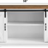 Walker Edison Richmond Modern Farmhouse Sliding Barn Door TV Stand for TVs up to 65 Inches, 58 Inch, Stone Grey