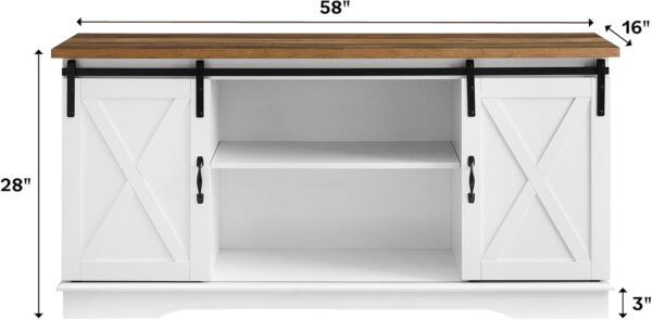 Walker Edison Richmond Modern Farmhouse Sliding Barn Door TV Stand for TVs up to 65 Inches, 58 Inch, Stone Grey