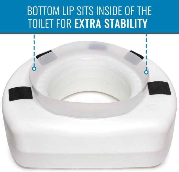 HealthSmart Enhanced Comfort 5" Raised (Round) Toilet Seat Riser 5 Slip Resistant Pads FSA/HSA Eligible Toilet Seat Risers for Seniors Padded Toilet Seat Elevation 15.7 x 15.2 x 6.1