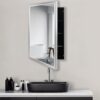 Modern Medicine Cabinet Mirror Storage for Bathroom Bedroom Surface/Recessed Mount with 3 Shelves (16"x26", Brushed Silver)
