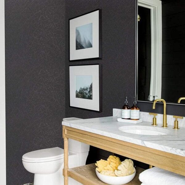 Abyssaly 35.4" x 118" Black Silk Wallpaper Peel and Stick Embossed Self Adhesive Black Contact Paper Removable Kitchen Vinyl Textured Wall Paper Cabinet Furniture Shelf Liner