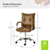 HULALA HOME Faux Leather Home Office Desk Chair, Adjustable Swivel Computer Chair with Sliver Legs and Arms, Comfy Upholstered Task Chair(Camel)