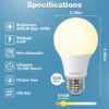 LED Light Bulbs, 60 Watt Equivalent LED Bulbs A19, 2700K Soft White, 800 Lumens, E26 Standard Base, Non-Dimmable, 8.5W Warm White LED Bulbs for Bedroom Living Room, 12 Pack
