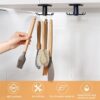 2pcs Under Cabinet Kitchen Utensil Hooks,360° Rotating Drilling Free Adhesive Utensils Hanging Rack for Tools/Towel/Knife (Black)