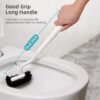 HAMITOR Toilet Bowl Brush Holder Set: Bathroom Deep Cleaning Toilet Cleaner Scrubber Under Rim with Curved Bristle for Dead Corner Clean - Hidden Rv Toilet Decorative Accessories with Caddy- White
