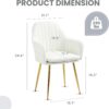 ECOTOUGE Velvet Dining Chairs Set of 2, Modern Arm Chair with Golden Metal Legs, Living Room Accent Chairs for Kitchen, Beige