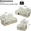 White Leather Power Reclining Chair with LED Light，38" Power Recliner Chair Home Theater Seat with USB Port for Living Room Furniture