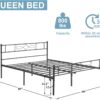 VECELO Queen Size Metal Platform Bed Frame with Headboard/Steel Slat Support/No Box Spring Needed/Easy Assembly