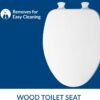 CHURCH Toilet Seat, Easy Clean Hinges Release for Deep Cleans, Durable Enameled Wood Seat, Elongated, White