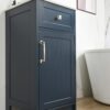 ALBAD 16-Inch Modern Bathroom Vanity with Sink, Compact Bathroom Vanity Set with Storage, Freestanding Small Space Bath Cabinet, Single Sink Cabinet with Adjustable Shelf (Navy Blue, 16 Inch)
