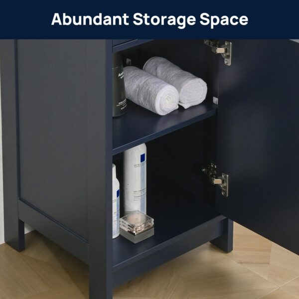 ALBAD 16-Inch Modern Bathroom Vanity with Sink, Compact Bathroom Vanity Set with Storage, Freestanding Small Space Bath Cabinet, Single Sink Cabinet with Adjustable Shelf (Navy Blue, 16 Inch)