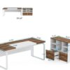 Tribesigns L-Shaped Executive Desk with Reversible File Cabinet, 63" Office Desk with Storage Drawers, Computer Desk Set (Oak Karo & White)