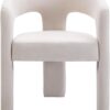 Modern Barrel Dining Chairs Set of 4, Upholstered Accent Kitchen Chair with Arms Comfy Linen Fabric Side Chair for Living Room/Home Office/Reception, Linen Cream