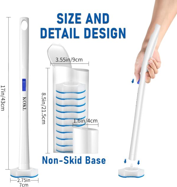 Disposable Toilet Brush, Toilet Bowl Cleaner Brush with 50PCS Toilet Brush Refills, Toilet Cleaner Refill Pads, Disposable Toilet Bowl Brush and Storage Caddy for Bathroom Cleaning(1-Set)