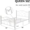 VECELO Queen Size Bed Frame with Headboard and Footboard, Heavy Duty Metal Slat Support, Platform Mattress Foundation, No Box Spring Needed, Easy Assembly, White