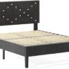Modern Black Queen Size Platform Bed Frame with Headboard - Upholstered Button-Tufted Design, No Box Spring Needed, Easy Assembly