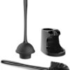 MR.SIGA Toilet Plunger and Bowl Brush Combo for Bathroom Cleaning, Black, 2 Sets
