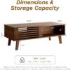 Living Room Table Sets of 2, Mid Century Coffee Table & Dresser TV Stand, Sliding Door Coffee Table with Storage, Modern TV Stand for Bedroom, Living Room (Walnut)