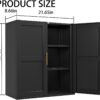 Bathroom Wall Cabinet, Metal Over The Toliet Storage Cabinet, Wall Cabinets with Doors and Adjustable Shelf, Medicine Cabinets for Kitchen, Bathroom, Over The Toilet (Black, 23.6" H)