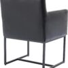 Upholstered Dining Chairs with Arms Set of 2 PU Leather Mid Century Modern Accent Chairs Armchairs with Gold Metal Frame, Modern Kitchen & Dining Room Chairs, Black