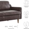 Modway Impart Upholstered Genuine Leather Sofa in Brown