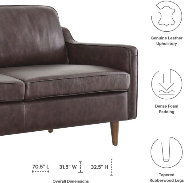 Modway Impart Upholstered Genuine Leather Sofa in Brown