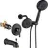 Aolemi Shower Faucet Set with Tub Spout Rain Shower Head System Shower Trim Kit Pressure Rough-in Valve Included 8 Setting Dual Shower Head and Handheld Spray Oil Rubbed Bronze
