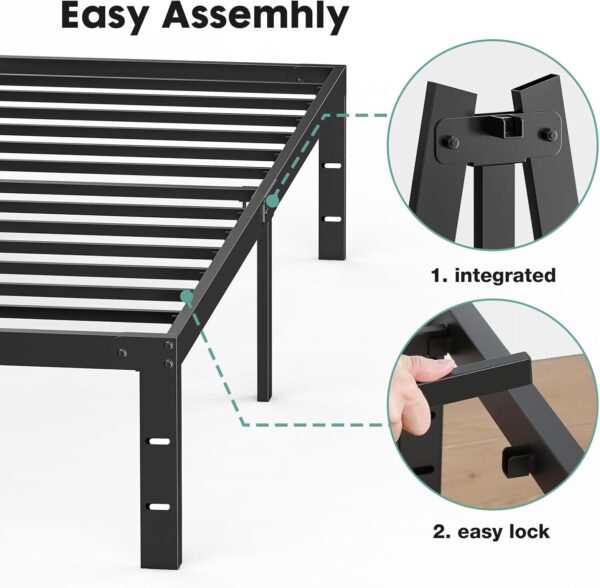 Sweetcrispy Queen Bed Frame - Heavy Duty Metal Platform Bed Frames Queen Size with Storage Space Under Frame, No Box Spring Needed, 14 Inches, Sturdy Steel Slat Support…