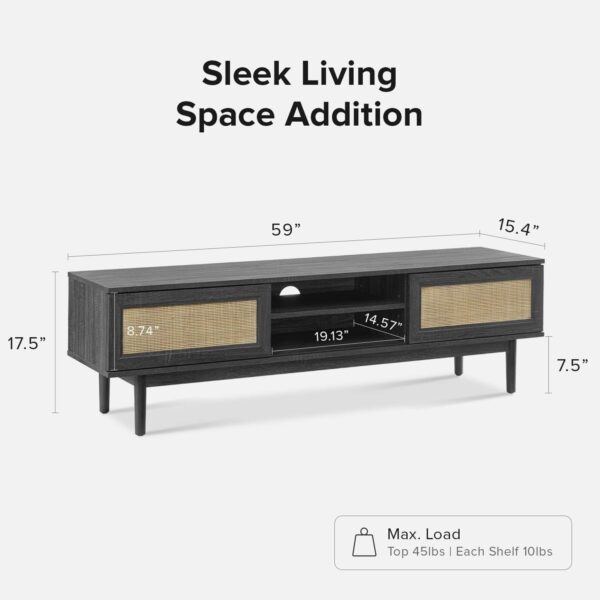 61tXAfbdOmL._AC_SL1500_.jpg mopio Haylee TV Stand, Modern Farmhouse Television Stand for 55/60/65 inch TV, Natural Rattan Boho Entertainment Center with Storage, Media Console Credenza Table for Living Room, Bedroom (Black 59")