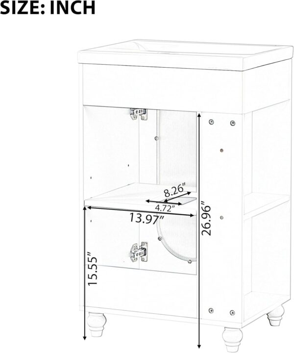 20-inch Bathroom Vanity with Sink, Free Standing Bathroom Vanity Cabinet with Two-Tier Shelf and Glass Door, Wooden Bathroom Set Organizer with Single Ceramic Sink for Bathroom, Black