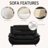 A Ainehome Sectional Sofa Sets, Living Room Furniture Sets Modern Faux Leather Sofa Couch 5-Seat Sofa for Living Room(A-Black, Sofa+Loveseat)
