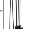 Mind Reader Fireplace Set with Stand, Brush, Shovel Scoop, Poker, Tongs, Steel, 8.25"L x 6.75"W x 26.25"H, 4 Pcs, Black