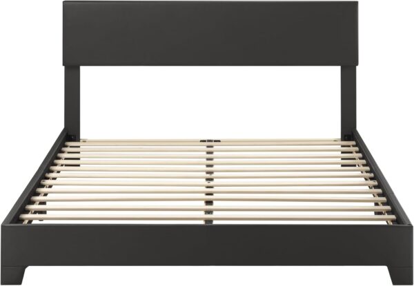 SHA CERLIN Black Queen Platform Upholstered Bed Frame with 3 Level Height-Adjustable headboard, Wood Slats Support, No Box Spring Needed, Easy Assembly, Easy Clean Up