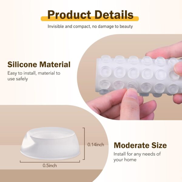Silicone 160 Pcs Cabinet Door Bumpers Round, 1/2" Diameter Self Adhesive Clear Cupboard Door Drawer Bumpers for Kitchen Cabinets Cutting Boards Picture Frames