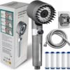 Ion Shower Drops Head Filtered Showerhead With Five Filters,Filtered Shower Head With Handheld,High Pressure Turbo Showerhead,Reusable,Adjustable Settings With Hose (1cover)