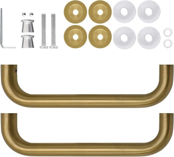 CKB 8" Shower Door Handle, Shower Glass Door Pull Back to Back Handle Compatible with 1/4" to 1/2" Thickness Glass for Frameless Shower Doors, Gold Plated with 304 Stainless Steel