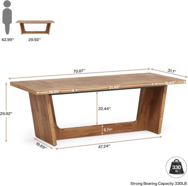 Tribesigns 70.87-Inch Executive Computer Desk: Large Home Office Desk with Solid Wooden Pedestal, Industrial Wood Study Writing Table, Workstation Business Furniture, Walnut