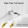 SR SUN RISE 12 Inches All Metal Square Shower System with Tub Spout, Tub Shower Faucet Set, High Pressure Rain Shower Head and Handheld Sprayer Combo Shower Fixtues, Valve Included, Polished Chrome