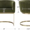 Dining Chairs Set of 2 Modern Velvet Kitchen & Dining Room Chairs with Arms Contemporary Upholstered Barrel Accent Side Chair 20" Wide Seat for Bedroom/Living Room, Green