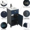 ALBAD 16-Inch Modern Bathroom Vanity with Sink, Compact Bathroom Vanity Set with Storage, Freestanding Small Space Bath Cabinet, Single Sink Cabinet with Adjustable Shelf (Navy Blue, 16 Inch)