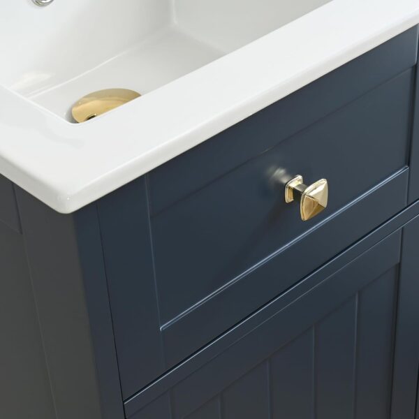 ALBAD 16-Inch Modern Bathroom Vanity with Sink, Compact Bathroom Vanity Set with Storage, Freestanding Small Space Bath Cabinet, Single Sink Cabinet with Adjustable Shelf (Navy Blue, 16 Inch)