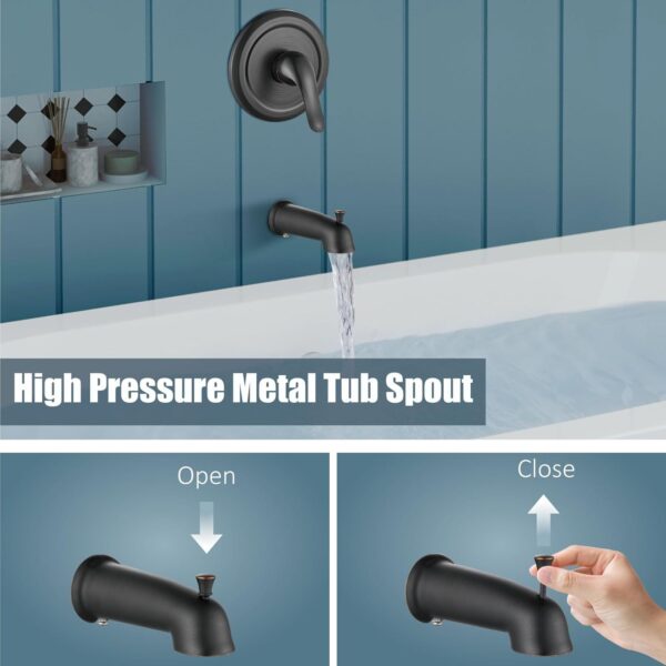 Aolemi Shower Faucet Set with Tub Spout Rain Shower Head System Shower Trim Kit Pressure Rough-in Valve Included 8 Setting Dual Shower Head and Handheld Spray Oil Rubbed Bronze