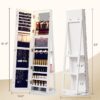 360° Rotating Jewelry Cabinet with LED Lights, 63" H Full Length Mirror with Jewelry Storage, Standing Jewelry Armoire with Door Mirror, Jewelry Organizers for Christmas Gift (White)